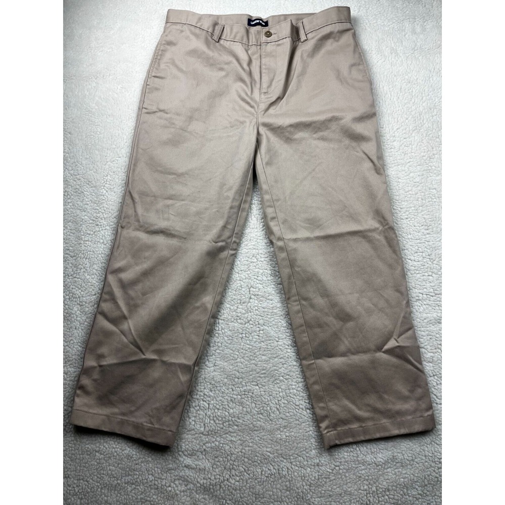 Lands End Chino Pants Boys 20H‎ Blend Flat Front Button Straight Leg Khaki